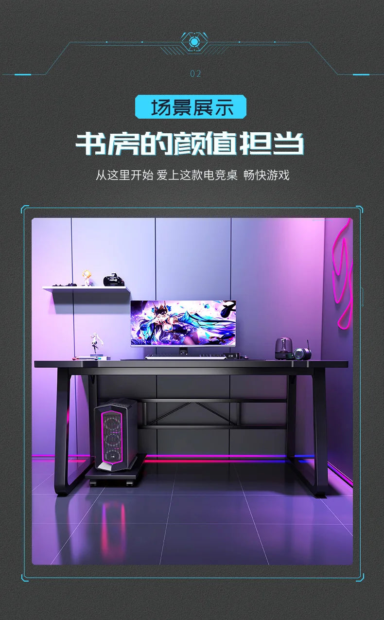 Ergonomic Gaming & Computer Desk — Oak Wood Workstation with Cabinet Storage