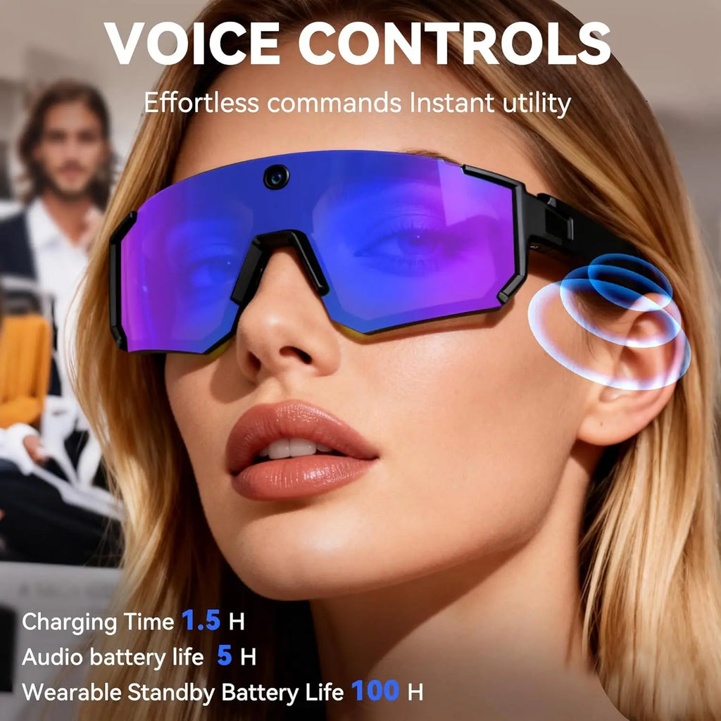 See It. Record It. Share It. — AI Smart Glasses with 800MP Camera, Anti-Shake HD Video & Bluetooth Calling