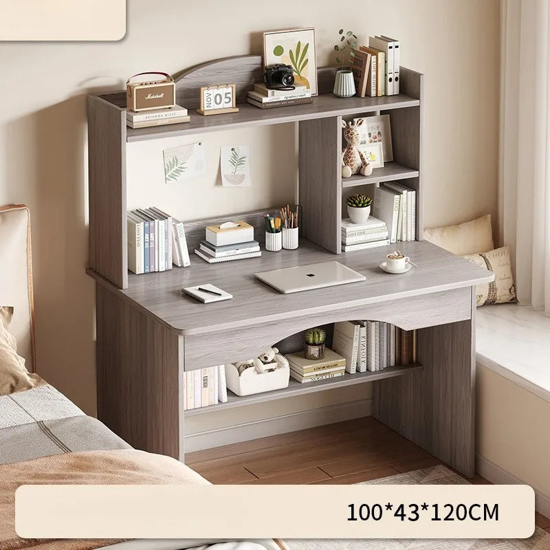 Home Desk with Integrated Bookcase — Student Study Table, Bedroom Dresser & Computer Desk with Storage