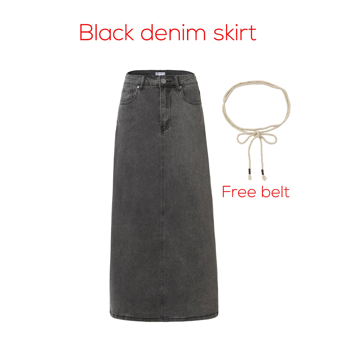 Women's Cotton Denim Skirt – Elegant Stripe & Solid A-Line Jean Skirt 2026