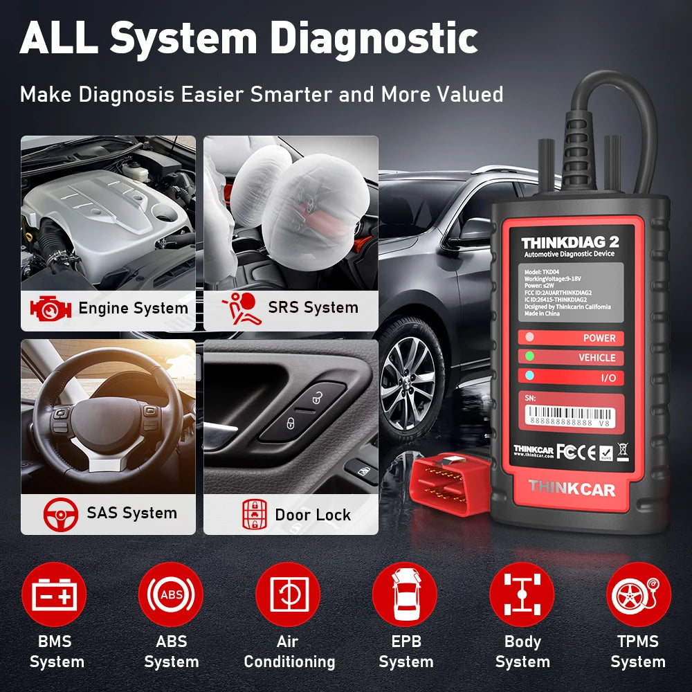 THINKCAR Thinkdiag 2 OBD2 Scanner — Full System Diagnostic Tool for All Car Brands