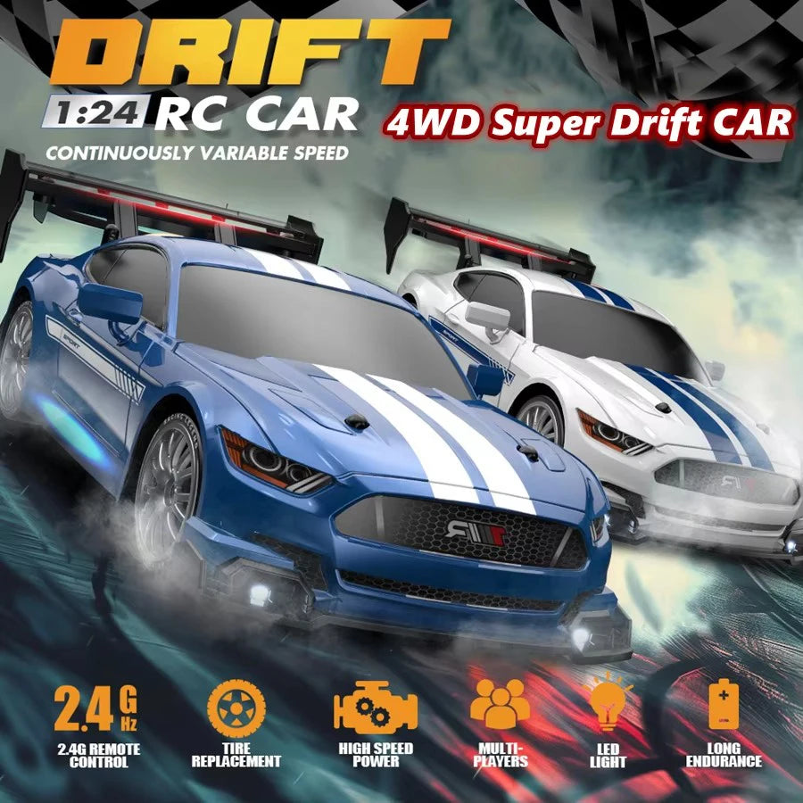 1:24 Scale 4WD RC Drift Car – 20KM/H High Speed LED Racing Vehicle