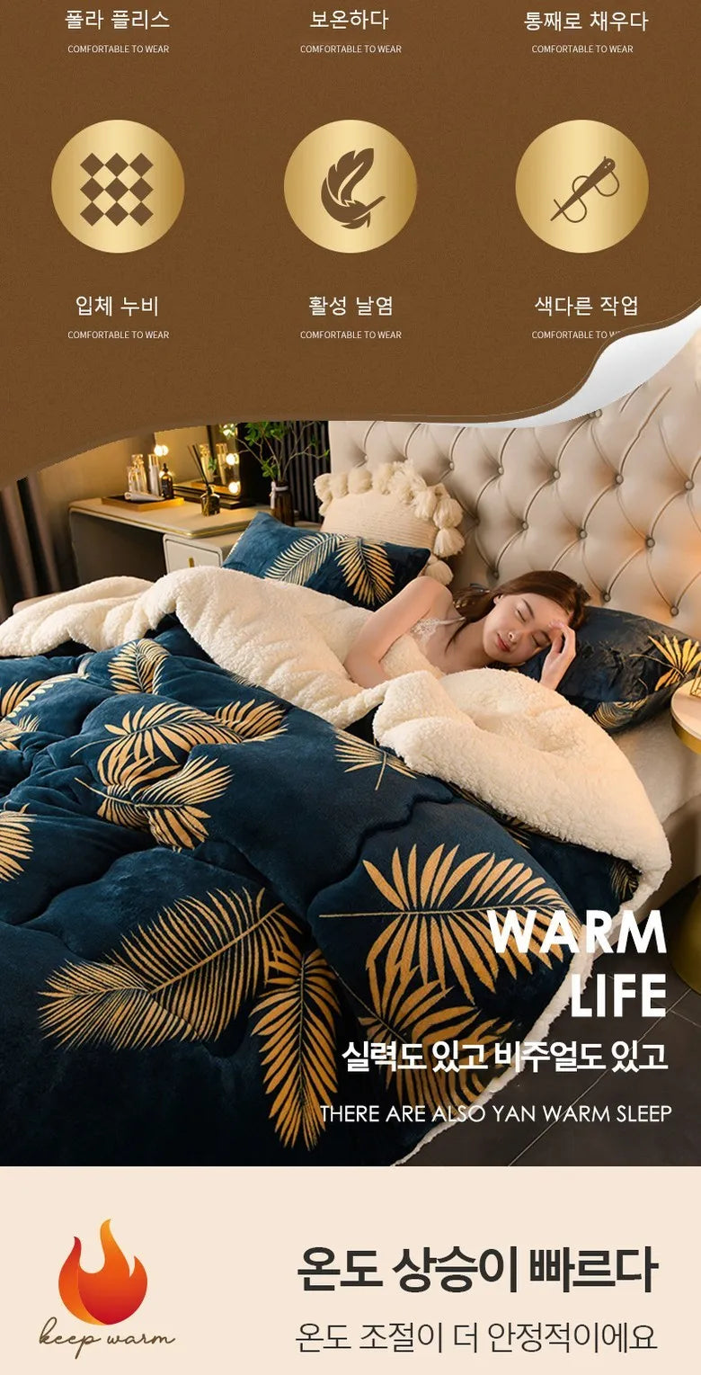Plaid Yarn-Dyed Flannel Fleece Comforter – Thick Winter Blanket in 7 Colors, 3 Sizes