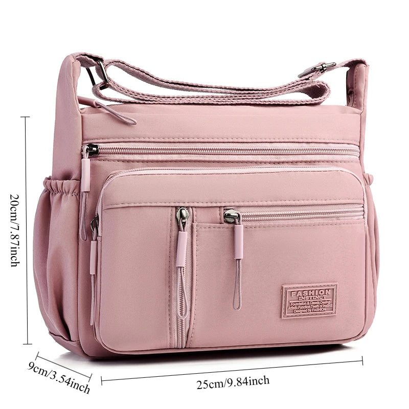 Fashion Women's Crossbody Bag Multi-Pockets High-Quality Waterproof Nylon Large Capacity Shoulder Messenger Handbag