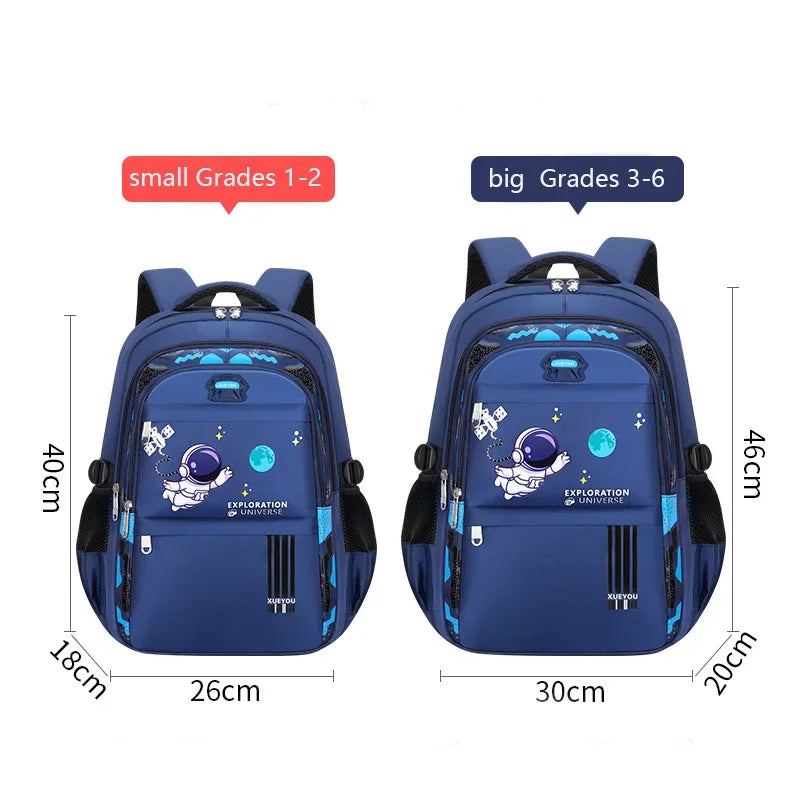 Astronaut Kids School Backpack – Waterproof Oxford Cartoon Book Bag for Boys & Girls Ages 2–16