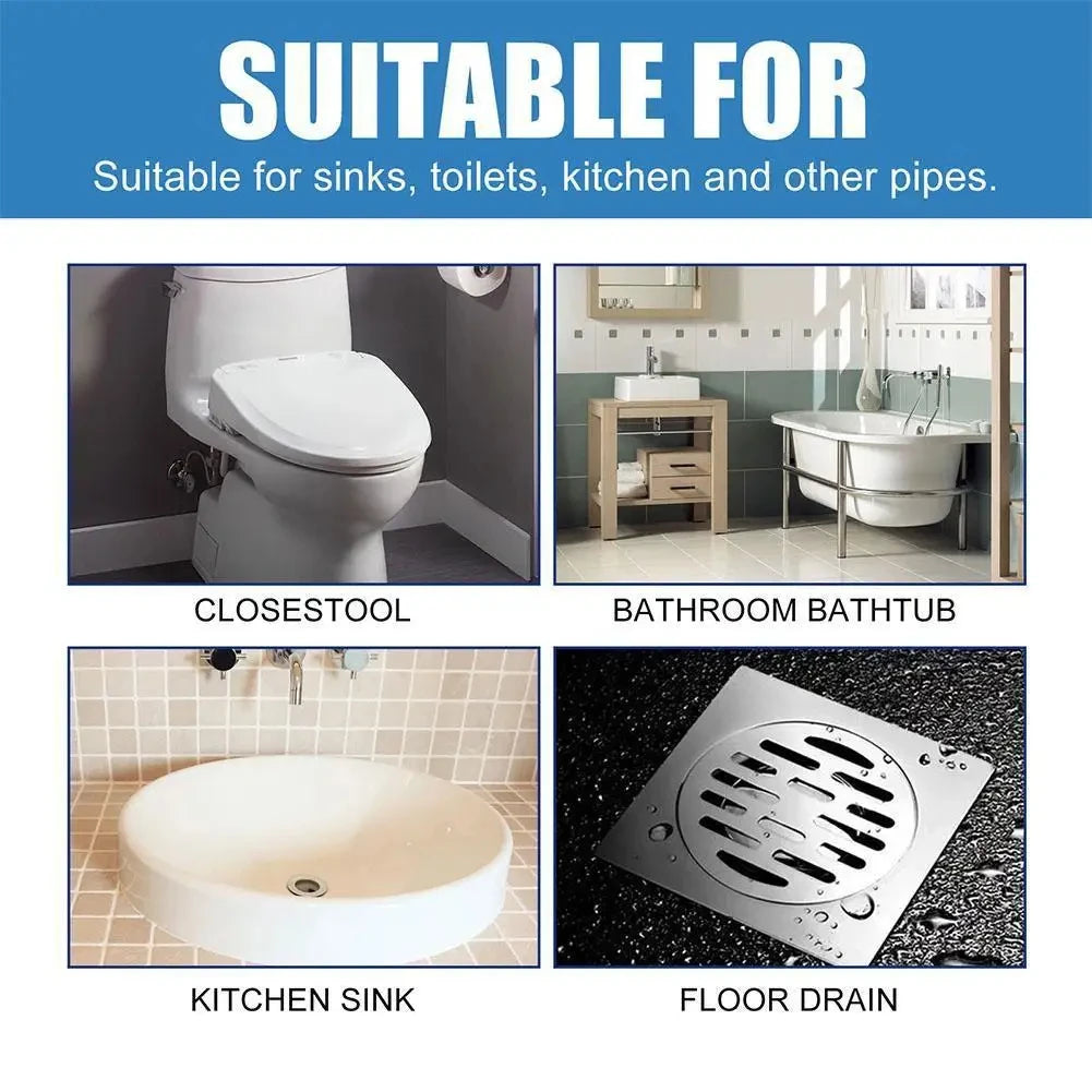 No More Blocked Drains — Powerful Pipe Unclogging Agent & Sewer Powder | Removes Odors & Blockages, 1/2/3/6 Pack Options