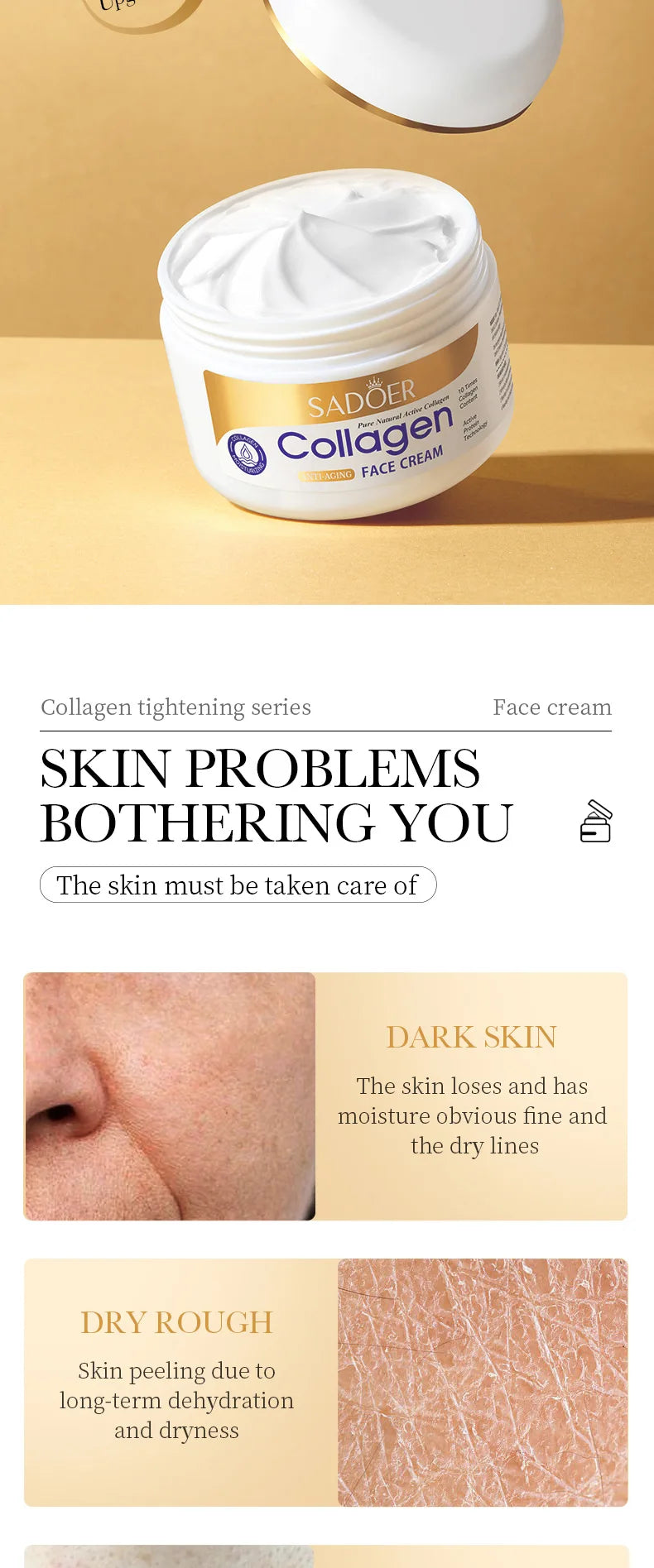 SADOER Collagen Firming Face Cream – Hydrating Moisturizer for Women