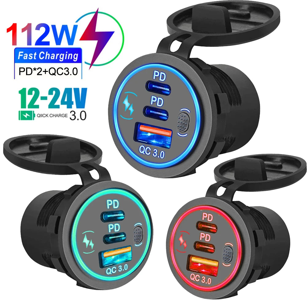 78W Fast Car Charger — PD3.0 & QC3.0 Dual USB-C