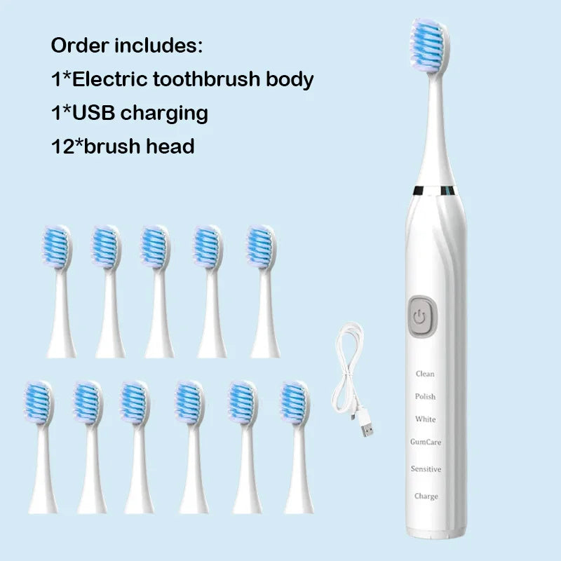 Toothink Sonic Electric Toothbrush – 5 Modes, IPX7 Waterproof, USB Rechargeable, 5+ Brush Heads
