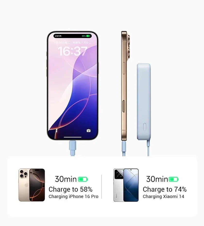 Xiaomi 10000mAh Magnetic Power Bank 33W – Built-in USB-C Cable, Wireless Charging for iPhone & Android