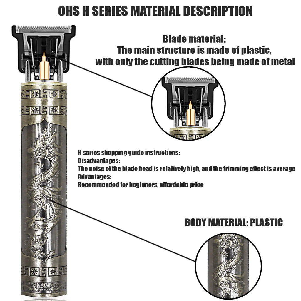 OHS T9 Hair Clipper – Titanium Blade, 0mm Barber Shaver, Beard & Body Trimmer