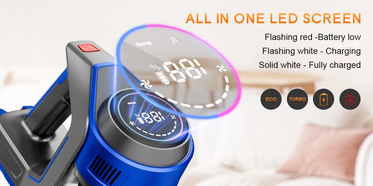 Honki 78KPA Cordless Vacuum Cleaner — LED High Power Wet & Dry Handheld for Pet Hair & Carpet