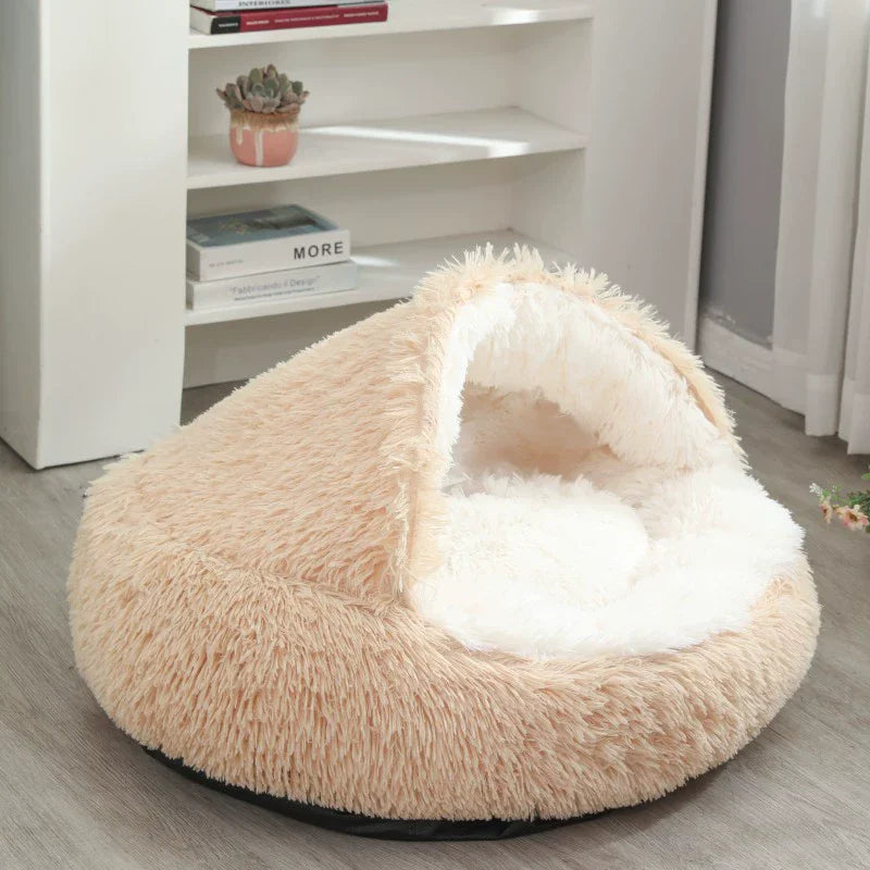 Round Plush Dog & Cat Bed – Warm Washable Pet Sofa Basket, Small to Large Dogs & Cats