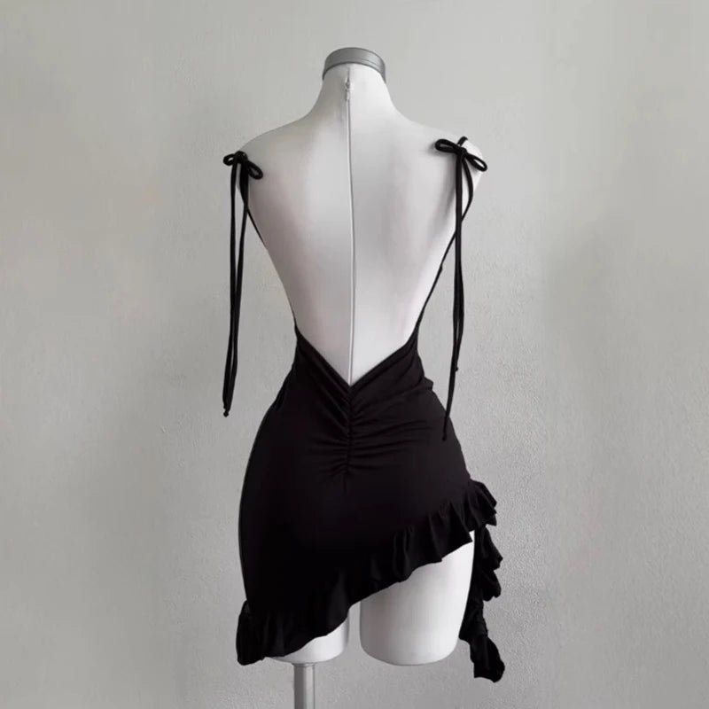 Sexy Backless Lace-Up Mini Dress — Sleeveless Bodycon Club Dress