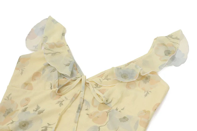 Floral Plunge Backless Maxi Dress — Sexy Fairy Beach Vacation Dress