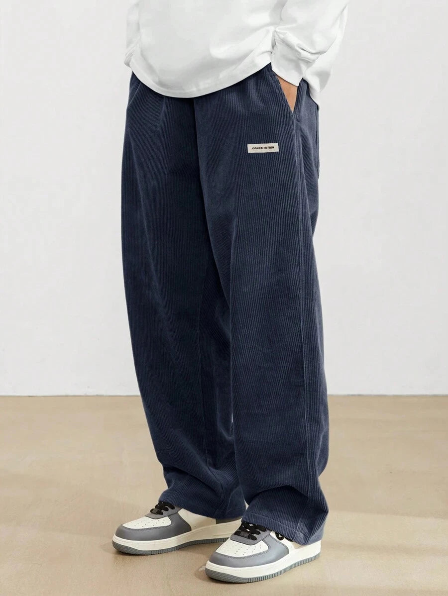 Men's Corduroy Straight Leg Thermal Trousers — Warm Casual Winter Pants