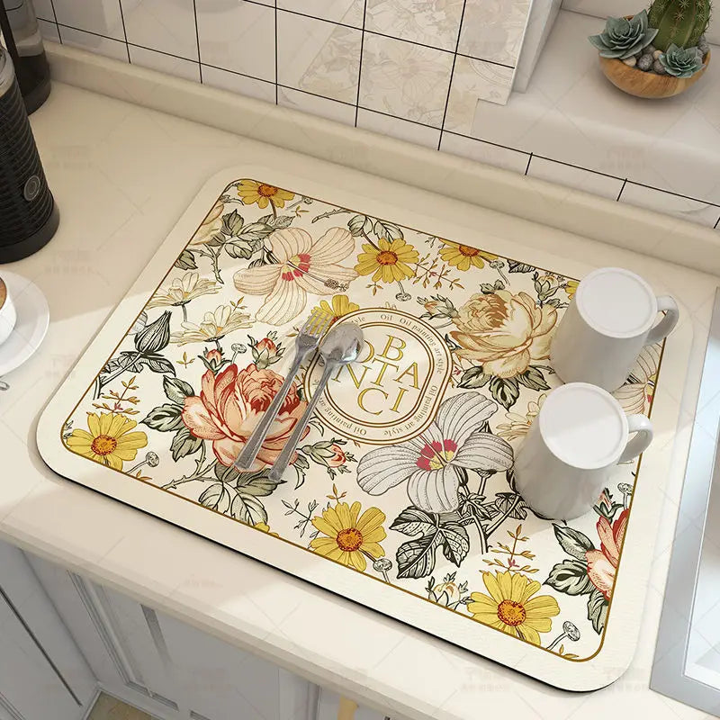 Dry Dishes. Protect Counters. Stay Stylish. — Super Absorbent Kitchen Dish Drying Mat | Anti-Slip, Quick Dry, Drain Pad, 4 Sizes, Multiple Colors