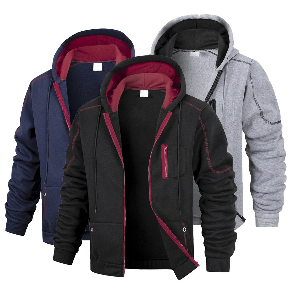 Men's Solid Color Zip Hoodie Jacket — Classic Everyday Zip-Up