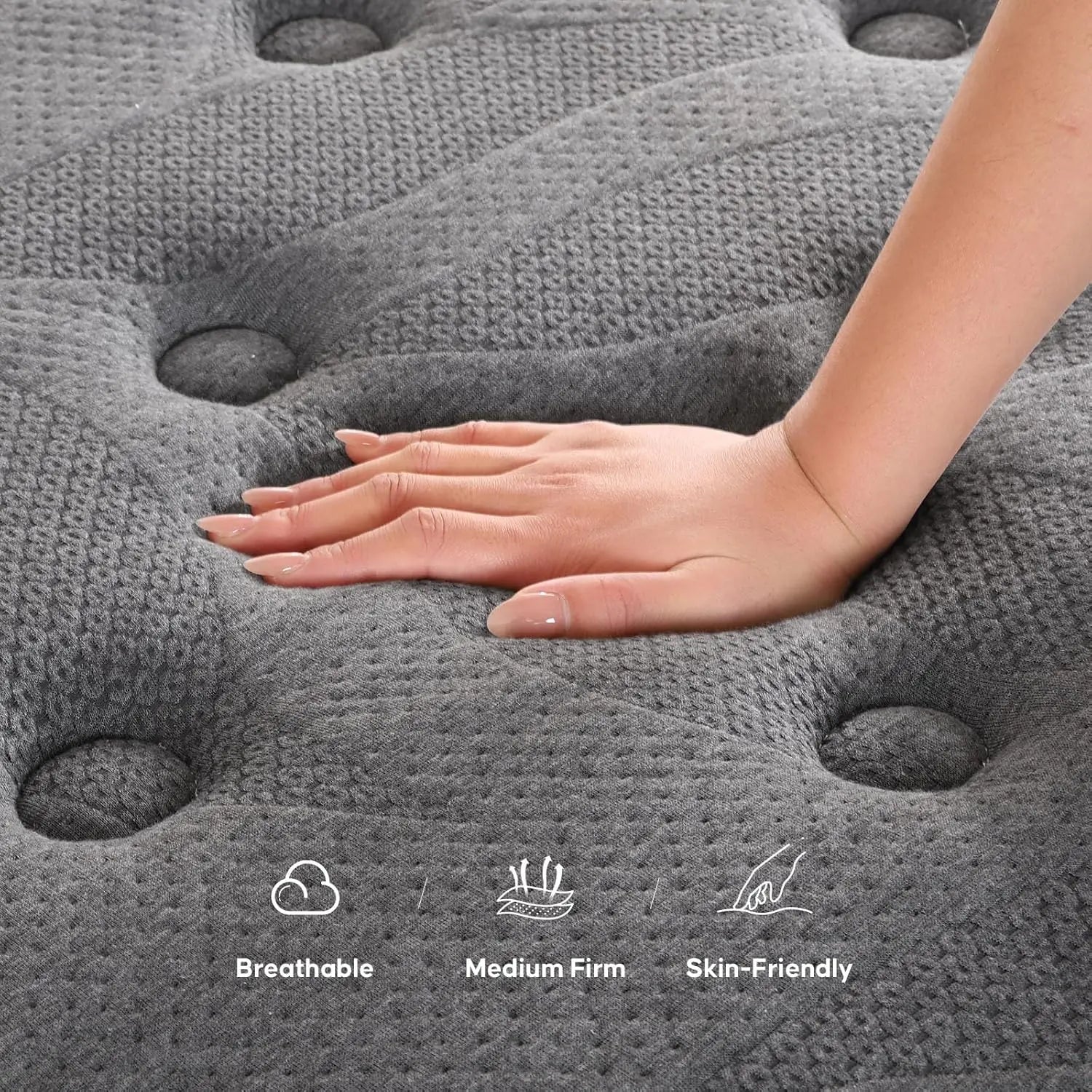 14-Inch King Hybrid Pocketed Coil Mattress – Medium Firm, Motion Isolation, Custom