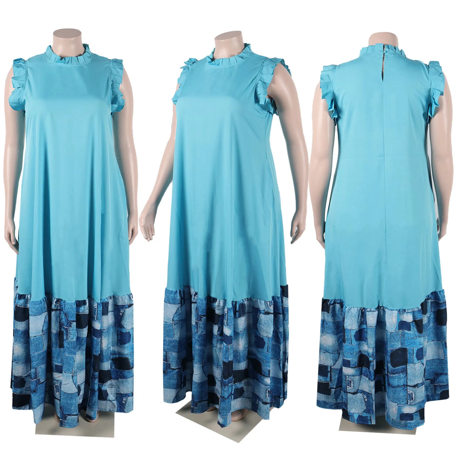 Sleeveless Ruffles A-Line Loose Elegant Maxi Dress — Casual Splice Sexy Long Dress