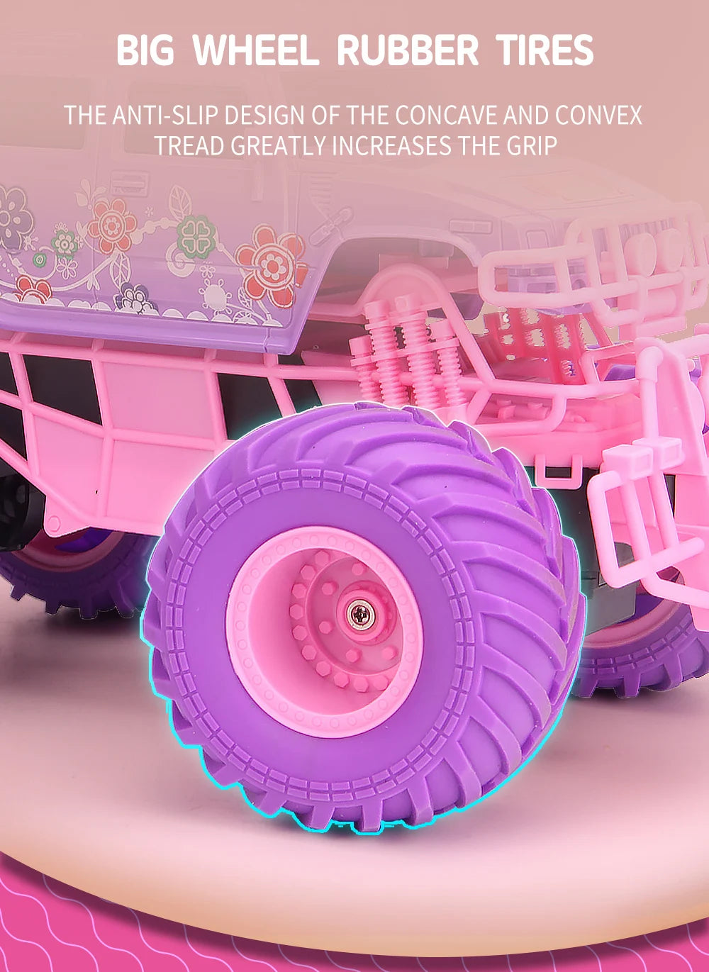 Pink RC Car Pickup Truck Electric Climbing Drop-resistant Stunt Remote Control Toy For Children Party Gift Christmas Ornament
