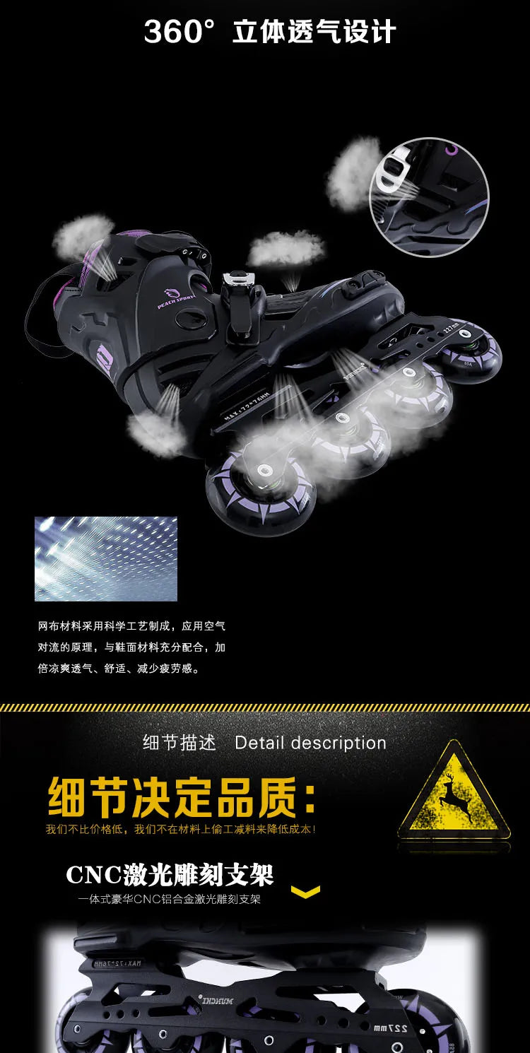 Adult Professional Inline Roller Skates – Single Row Flat Skates for Men & Women