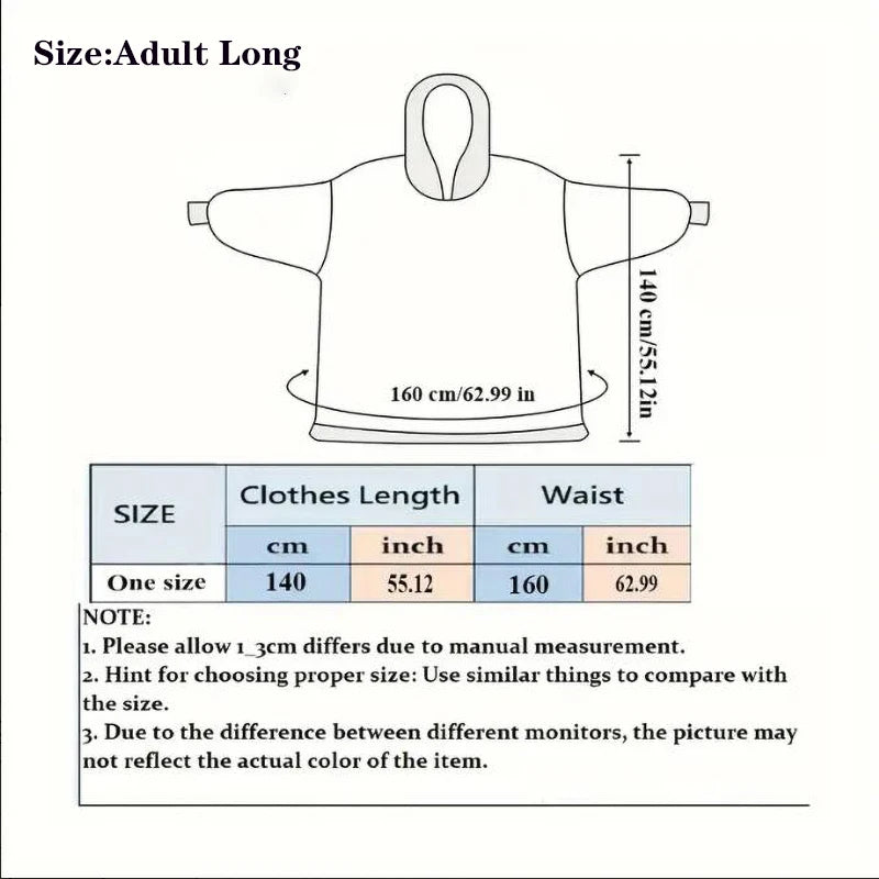 Oversized Wearable Blanket Hoodie – Plush Fleece with Sleeves, Hood & Pocket, 40 Designs