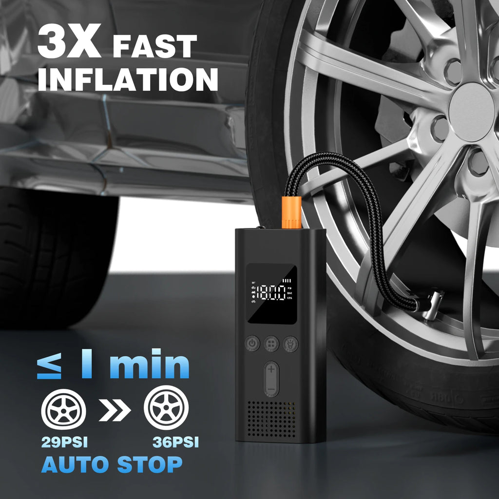 Cordless Portable Car Tire Inflator – Digital 150PSI Electric Air Pump for Cars, Bikes & More, 4000mAh or 6000mAh