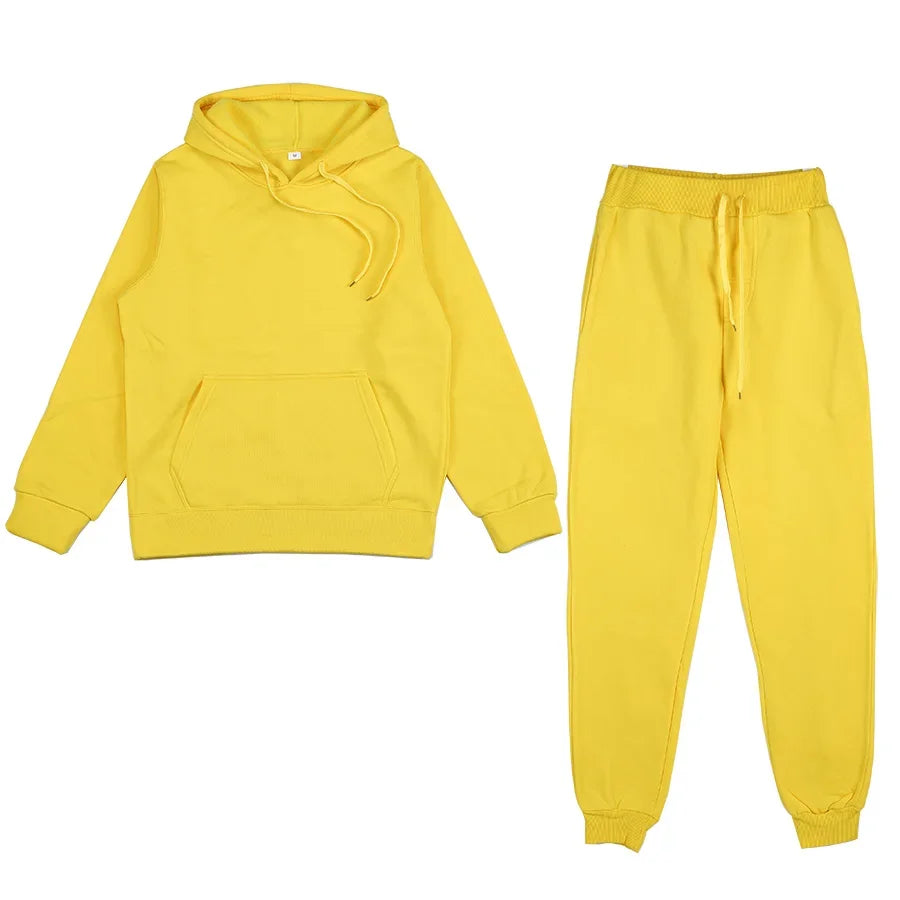 Men's Solid Color Hoodie & Pants Set – Casual Sport Tracksuit for Autumn Winter (S–3XL)