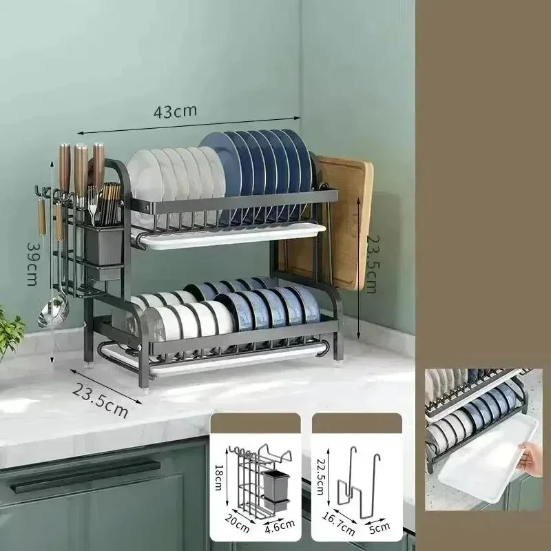 Layered Kitchen Dish Drain Rack & Tableware Sorting Shelf – Bowl, Chopstick & Utensil Organizer