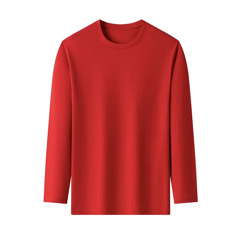 Men's Solid Color Round Neck Cotton Long Sleeve Tee — Everyday Essential