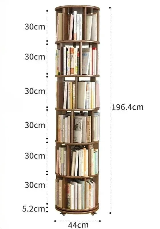 Vintage Rotating Bookcase – Compact Wooden Miniature House Display Shelf