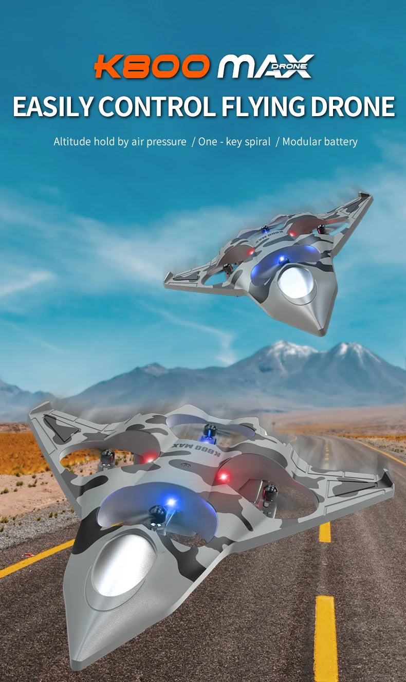 K500 MAX RC Fighter Plane Stunt Glider – 2.4G 360° Roll EPP Foam Airplane with LED for Kids & Beginners