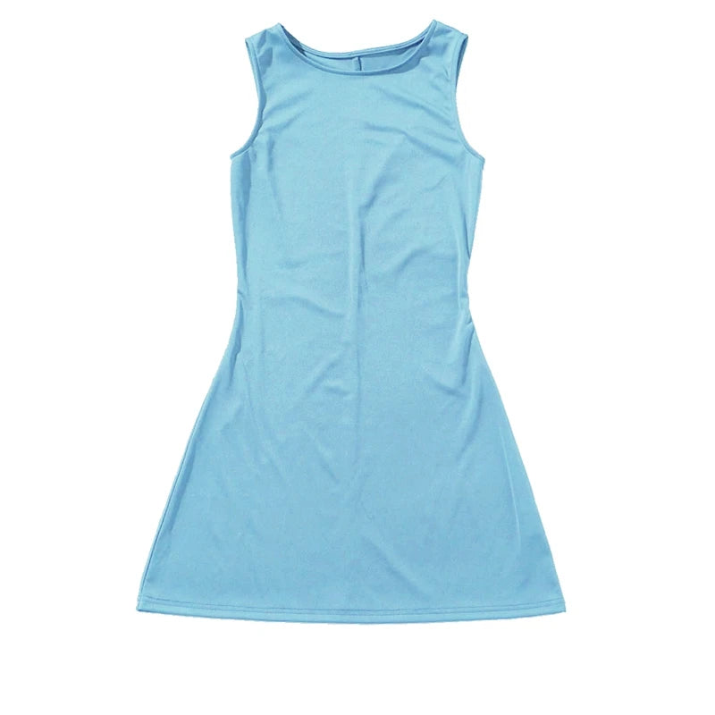 Sleeveless Knit Slim A-Line Mini Dress — Y2K Streetwear Summer Dress
