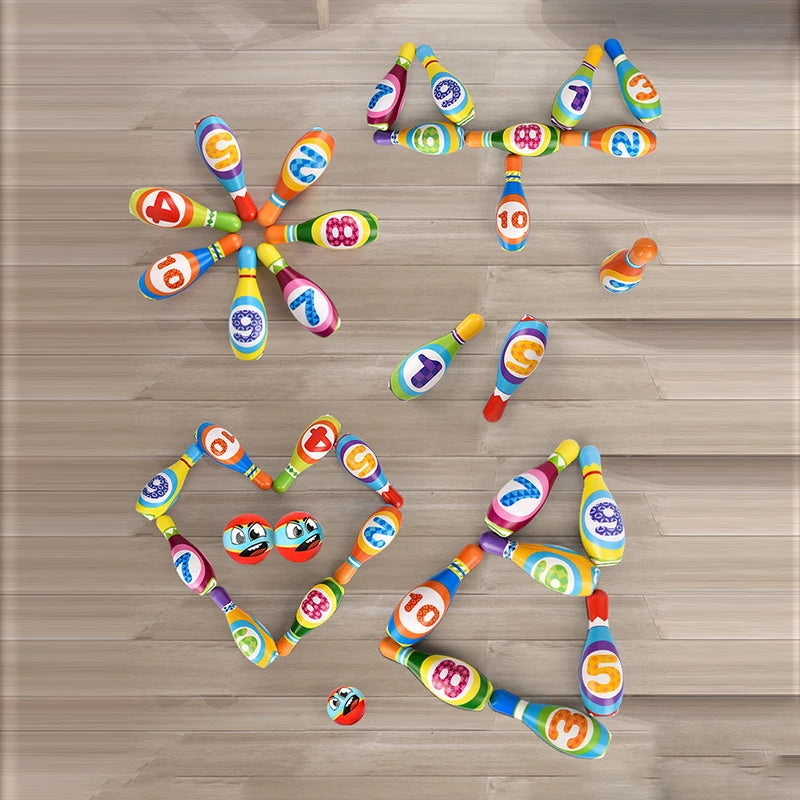 Kids Bowling Set – 10 Soft PU Pins & 2 Balls, Indoor & Outdoor Toddler Bowling Game, Ages 3–10