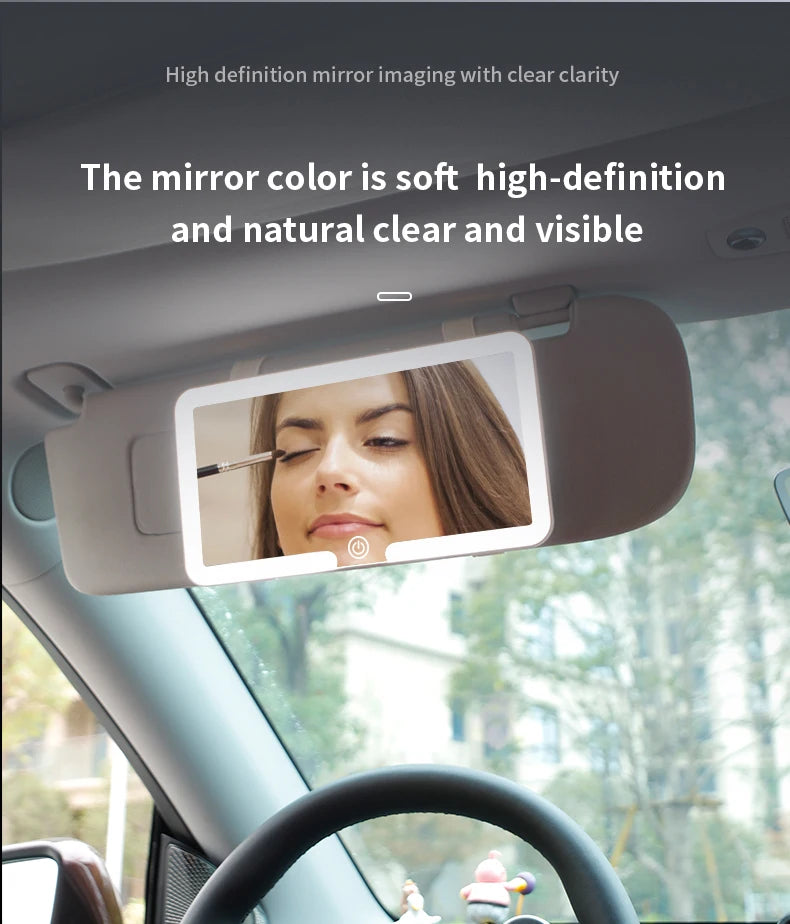 LED Car Sun Visor Vanity Mirror — Rechargeable HD Makeup Mirror