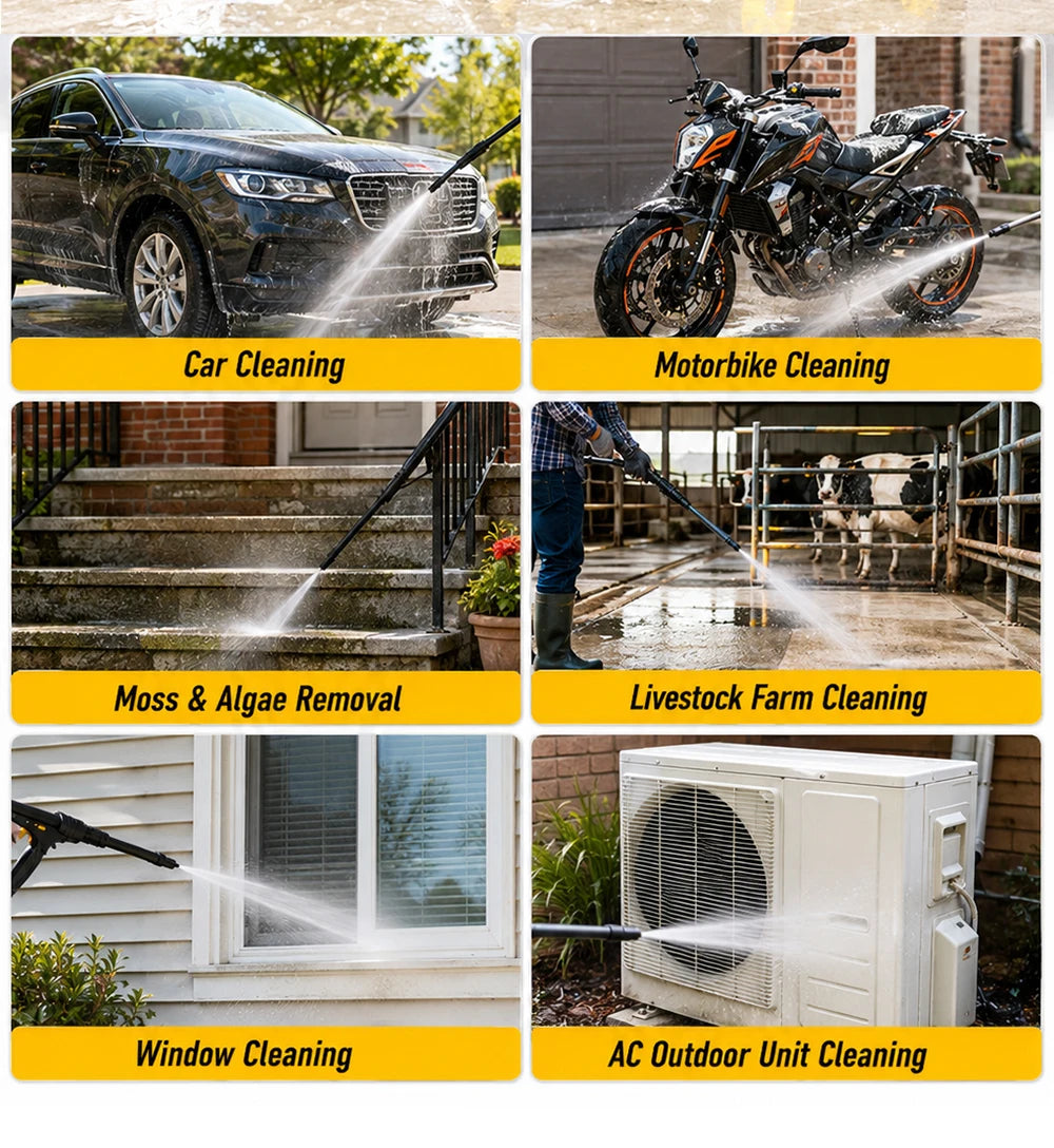 220V Household High Pressure Car Washer Portable Boost Water Gun with Roller Mobile Cleaning Machine for Car Yard Washing