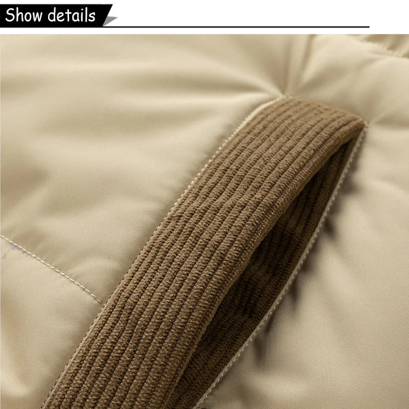 Men's Removable Hooded Windbreaker Parka Jacket – Warm Casual Outerwear for Autumn & Winter