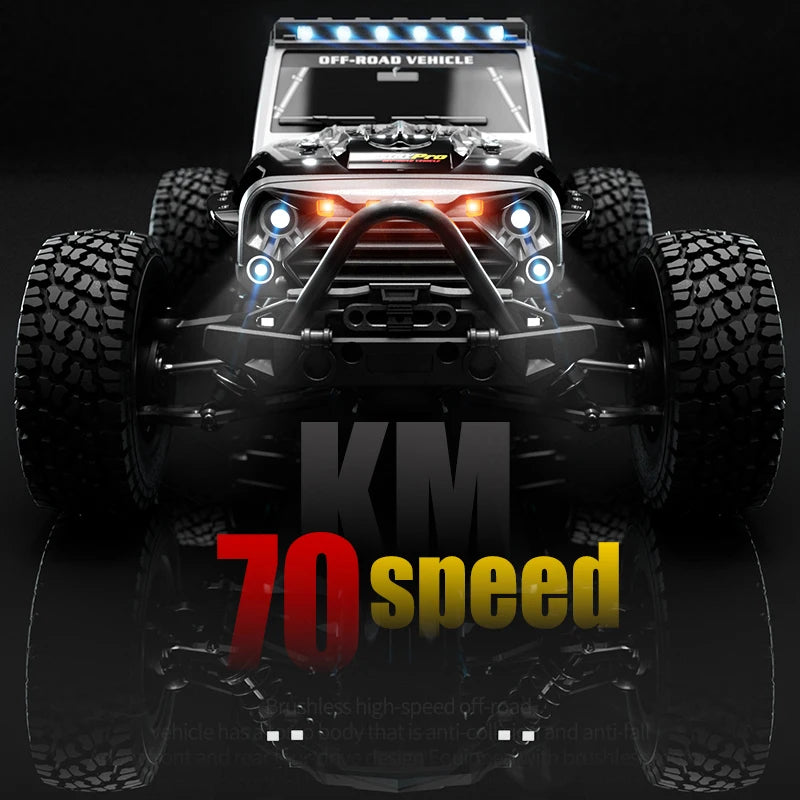 16103 PRO 1:16 Scale 4WD Brushless RC Car – 70KM/H Off-Road Climbing Truck with LED Lights