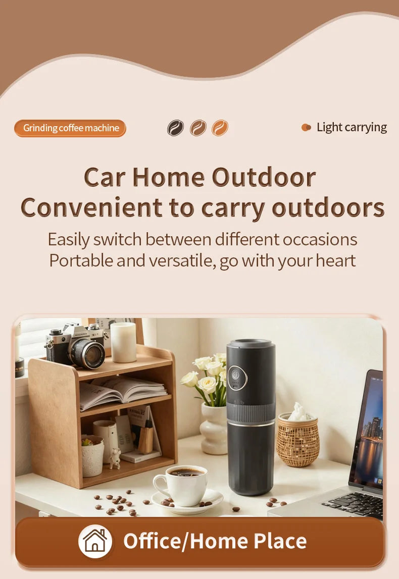 3-in-1 Portable Capsule Espresso Coffee Maker – Type-C Rechargeable, Automatic, for Car, Home & Camping