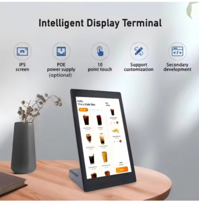 Android 13 Vertical Touch Screen POS Kiosk – 10.1", RK3568, 2GB RAM, Wi-Fi, NFC