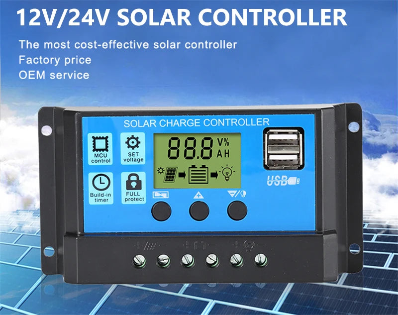 1000W Solar Panel 12V – 60A/100A Controller Solar Charge for RV Car Outdoor Battery Supply