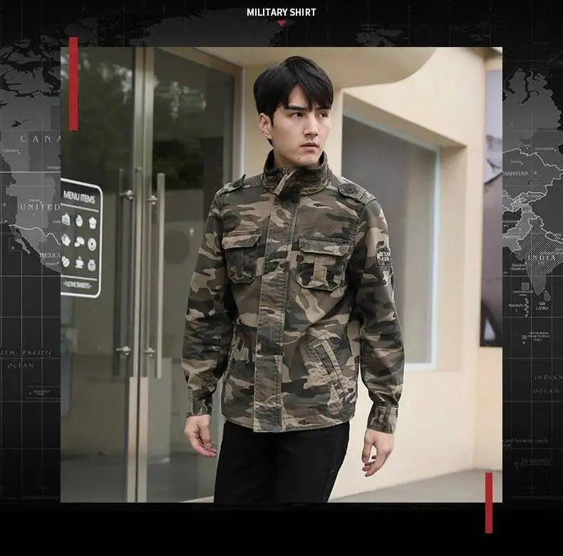 Men's Camouflage Cotton Work Jacket – Stand Collar