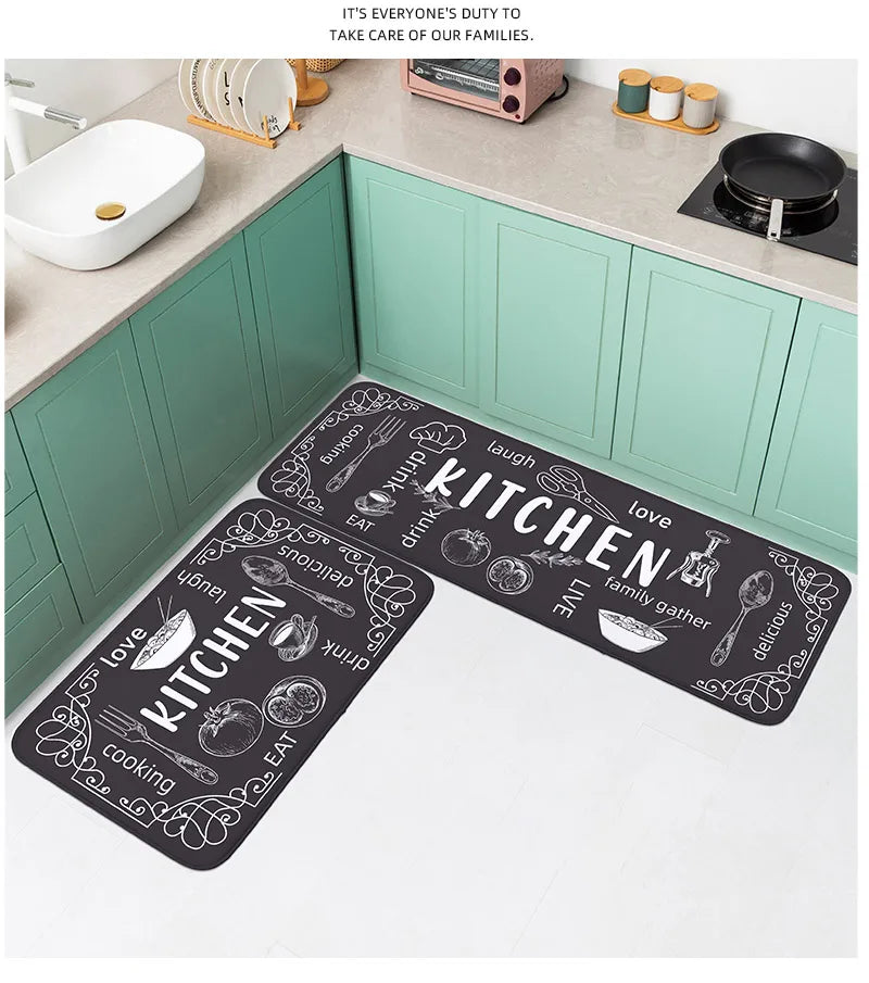 Non-Slip Absorbent Kitchen & Bathroom Floor Mat – Washable, Rubber Backing, PVC-Free, BPA-Free, 5 Sizes