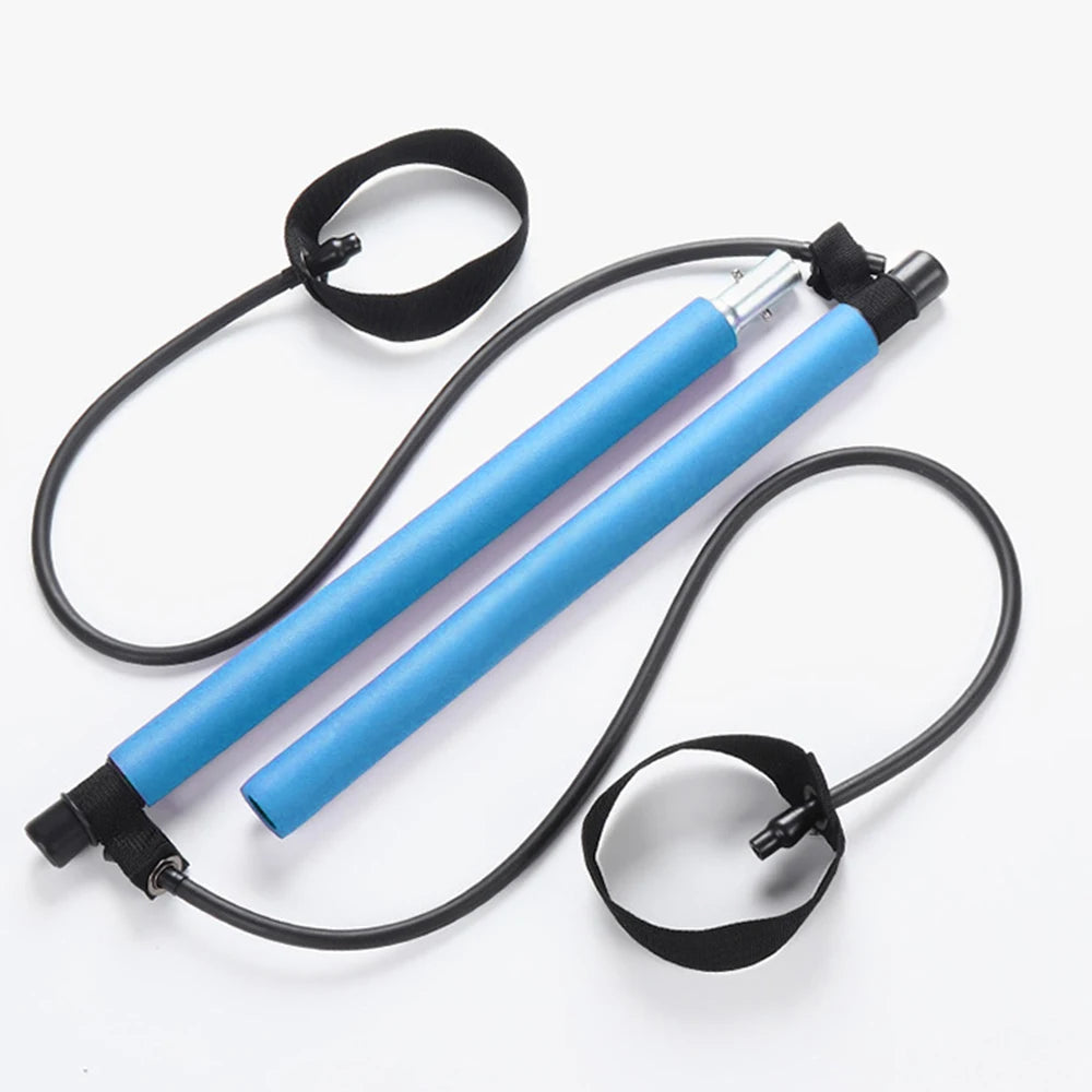Pilates Stick – Multi-Functional Fitness & Yoga Equipment, Elastic Exercise Bar with Hip Pulling Rope for Home Training