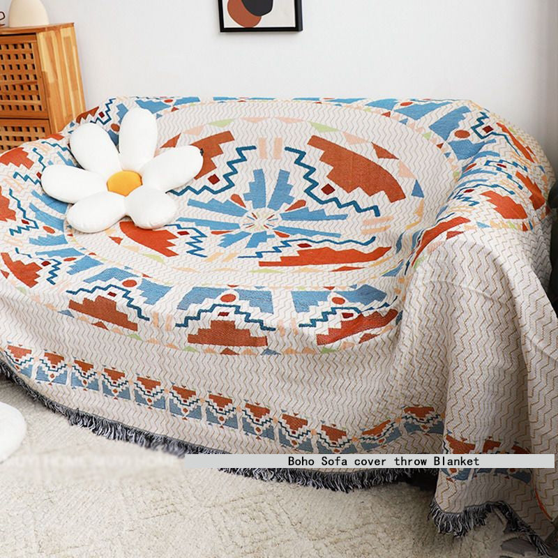 Boho Plaid Tassel Throw Blanket – Decorative Sofa & Bed Cover, Outdoor Camping & Picnic