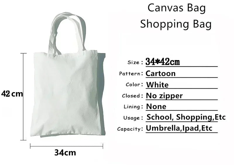 Large Capacity Canvas Shoulder Bag – Harajuku Watercolor Heart Print Shopper Tote