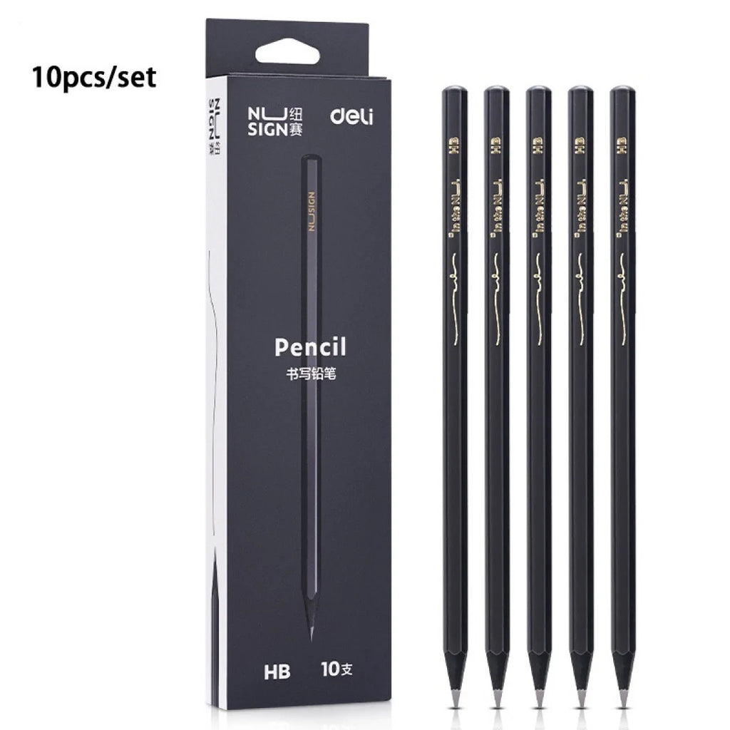 10-Pack Black Wooden Pencils, HB or 2B