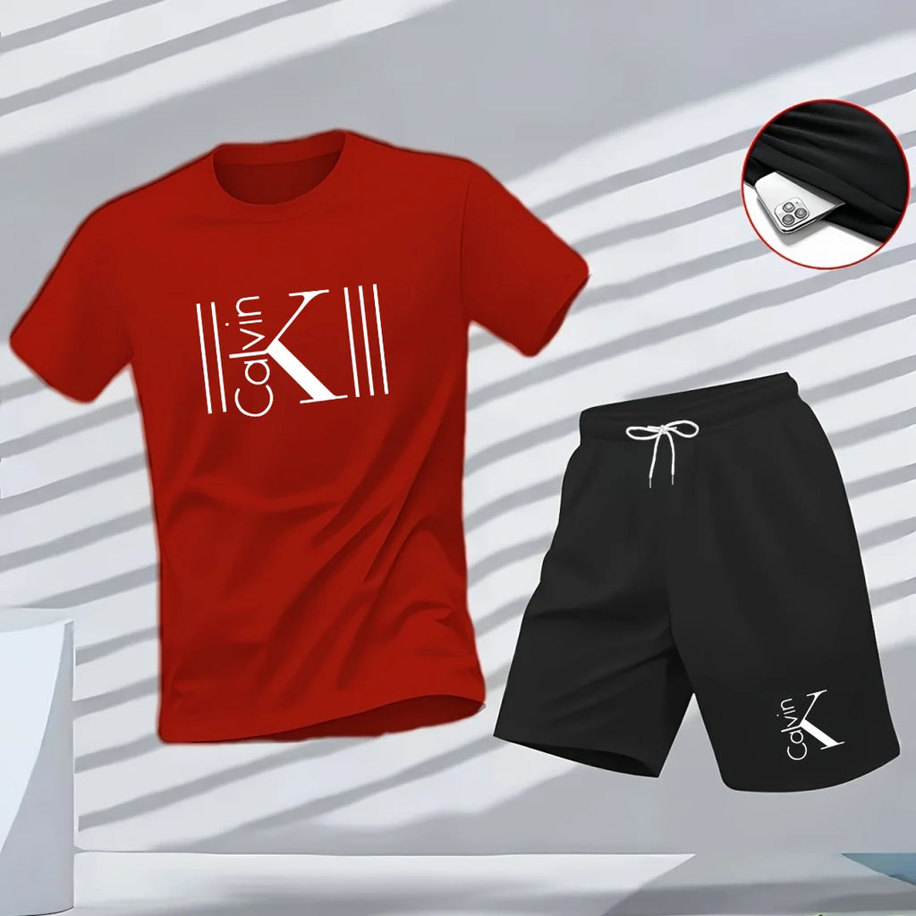 Men's Pattern Print T-Shirt & Shorts Set – Breathable Summer Streetwear Casual 2-Piece