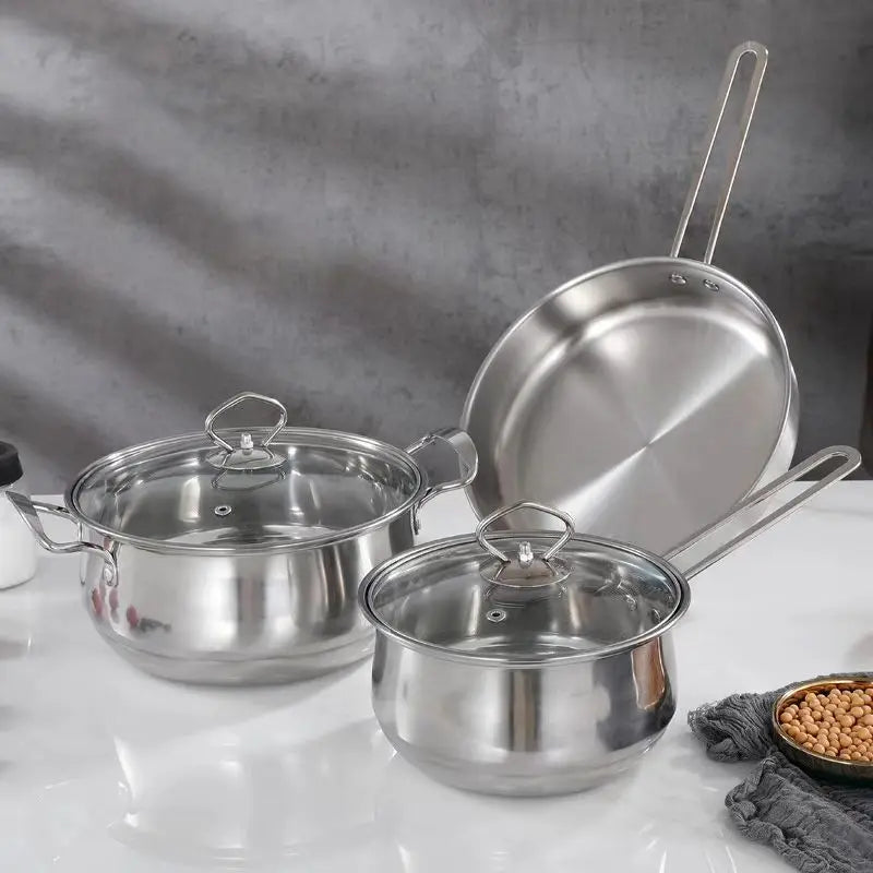 Stainless Steel Cookware Set – Soup Pot & Milk Pan